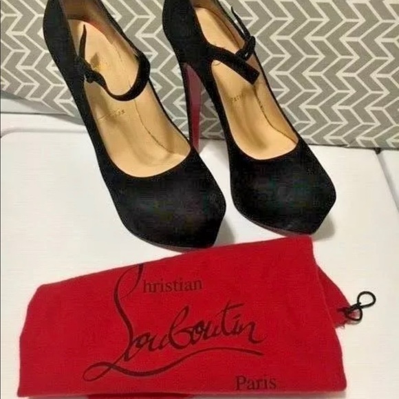CHRISTIAN LOUBOUTIN BLK LADY VELOUR PUMPS - Picture 3 of 14
